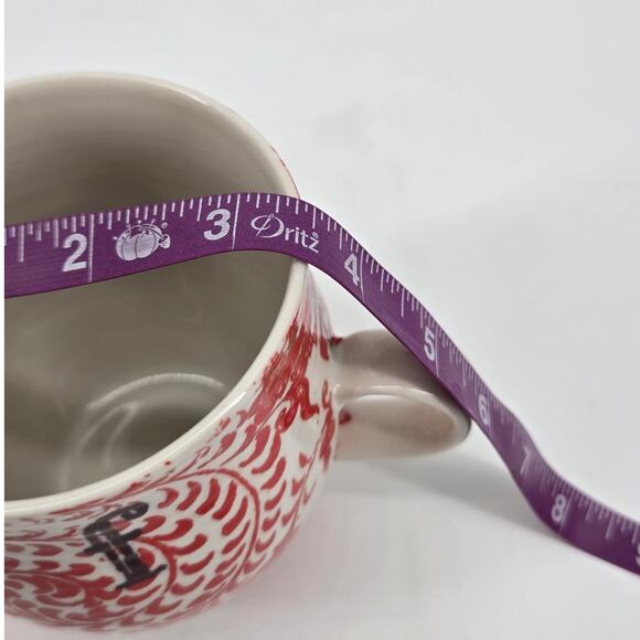 Anthropologie Monogram Initial "F" Homegrown Whimsical Floral Red Mug 14oz - Picture 8 of 10